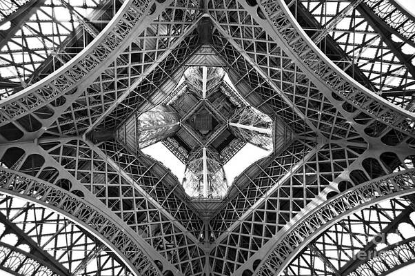 Wall Art - Photograph - Eiffel tower abstract, view from below by Delphimages Paris Photography