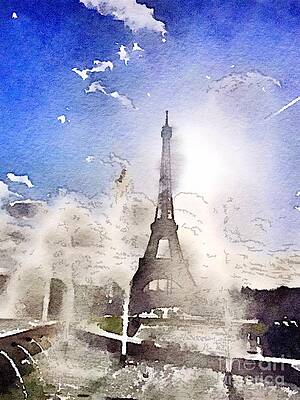 Wall Art - Painting - Eiffel during summer by HELGE Art Gallery