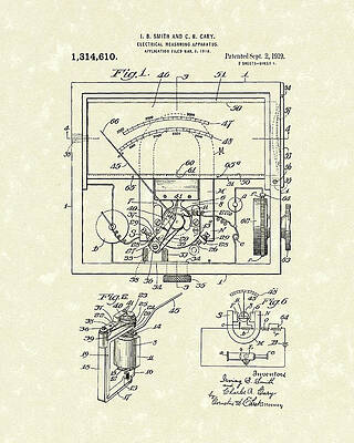 Electrical Meter 1919 Patent Art by Prior Art Design Electrical Meter 1919 Patent Art by Prior Art Design