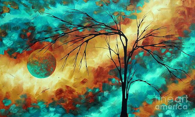 Wall Art - Painting - Enormous Abstract Art Brilliant Colors Original Contemporary Painting REACHING FOR THE MOON MADART by Megan Aroon