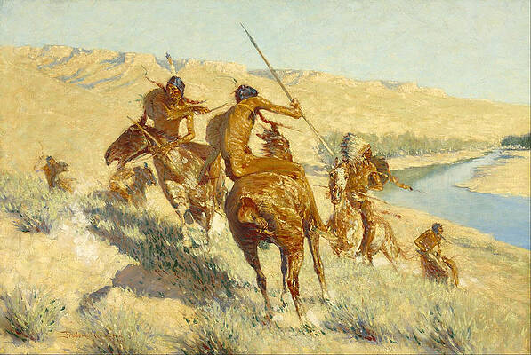 Episode of the Buffalo Gun Print by Frederic Remington