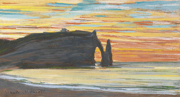 Etretat. Cliff of Aval Print by Claude Monet