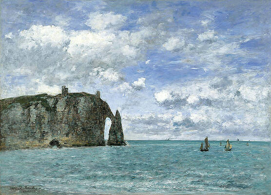 Etretat. The Cliff of Aval Print by Eugene Boudin