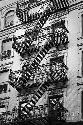 Wall Art - Photograph - Exit, fire escape stairs in New York by Delphimages Photo Creations