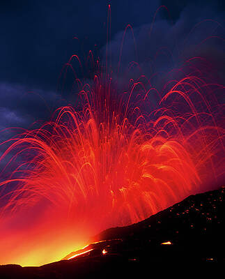 Wall Art - Photograph - Explosion As A Lava Flow Reaches The Coast by Science Photo Library