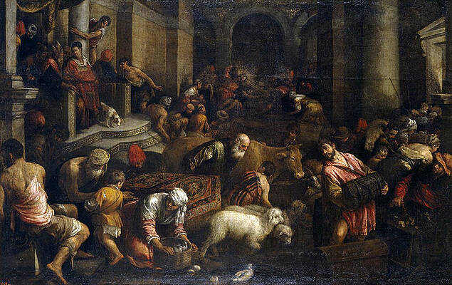 Expulsion of merchants from the temple Print by Jacopo Bassano