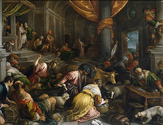Expulsion of the Merchants from the Temple Print by Francesco Bassano