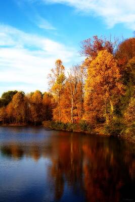 Wall Art - Photograph - Fall Scene at Hedden Pond with Orton effect by Eleanor Abramson