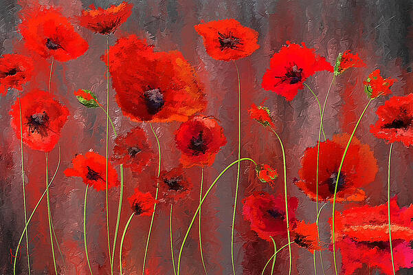 Wall Art - Painting - Fallen Memoirs- Red and Gray Art by Lourry Legarde