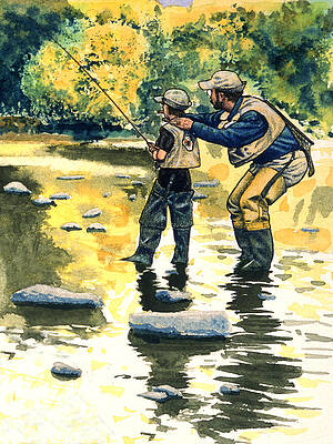 Father Son Fishing Paintings for Sale - Fine Art America