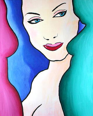  Painting - Female Face Shapes and Forms by Bob Baker