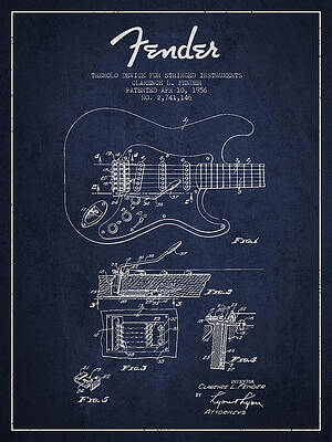 Wall Art - Digital Art - Fender Tremolo Device patent Drawing from 1956 by Aged Pixel