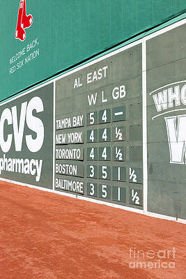 Massachusetts Wall Art featuring the photograph Fenway Park Green Monster Scoreboard I by Clarence Holmes