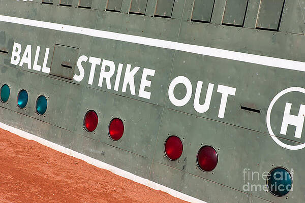 Massachusetts Wall Art featuring the photograph Fenway Park Green Monster Scoreboard III by Clarence Holmes
