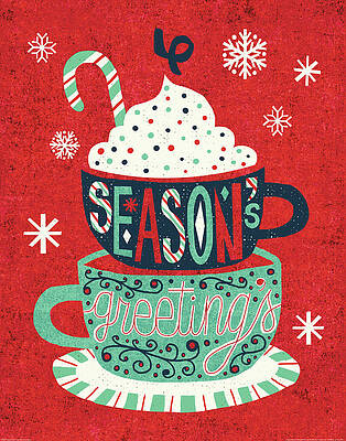 Wall Art - Painting - Festive Holiday Cocoa Seasons Greetings by Michael Mullan