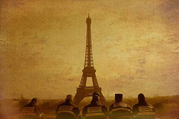 Fireman In Front Of The Eiffel Tower by David Debray