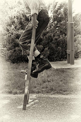 Wall Art - Photograph - First Time on Stilts at White Pine Village in Ludington Michigan by Mary Lee Dereske