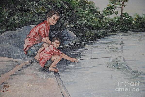 Father And Son Fishing Paintings for Sale - Fine Art America