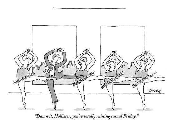 Wall Art - Drawing - Five Executives Are Doing Ballet In The Office by Jack Ziegler