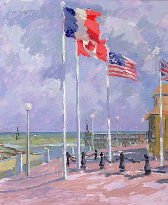 Wall Art - Painting - Flags at Courseulles Normandy  by Sarah Butterfield