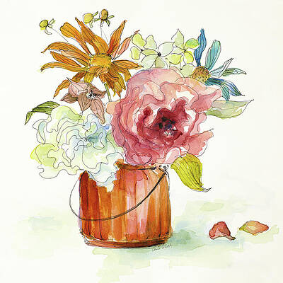 Wall Art - Painting - Flower Burst In Vase I by Lanie Loreth