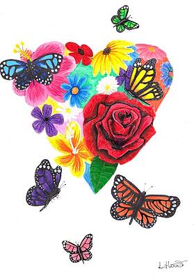 Wall Art - Drawing - Flower heart by Loren Hill
