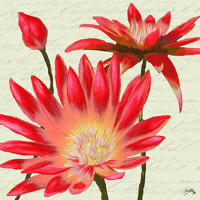 Wall Art - Painting - Flowers With Script I by Elizabeth Medley