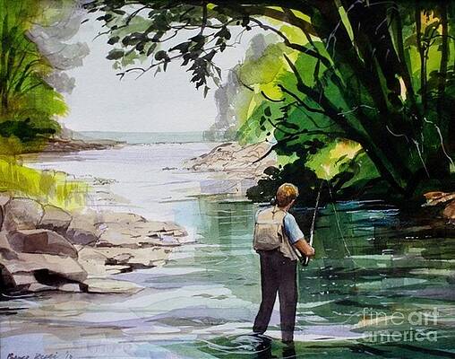 Fly Fishing Watercolor Paintings for Sale (Page #2 of 4) - Fine