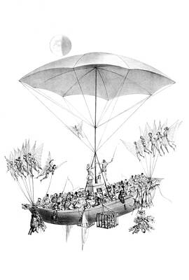 Wall Art - Photograph - Flying Machine Returning From Moon, 1836 by Science Source