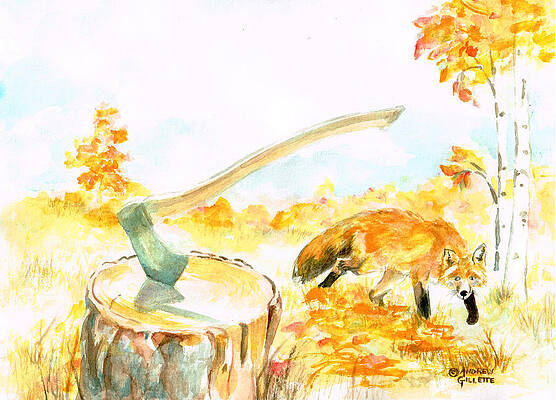 Wall Art - Painting - Fox in Autumn by Andrew Gillette