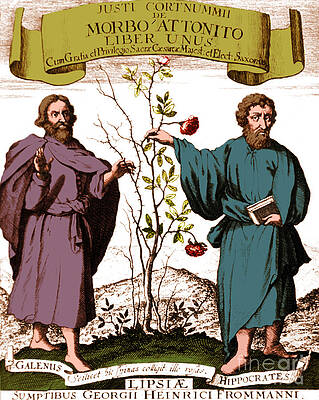 Wall Art - Photograph - Galen And Hippocrates, Ancient by Science Source