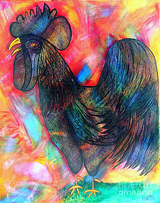 Rooster Feathers Mixed Media by Chary Castro-Marin - Pixels