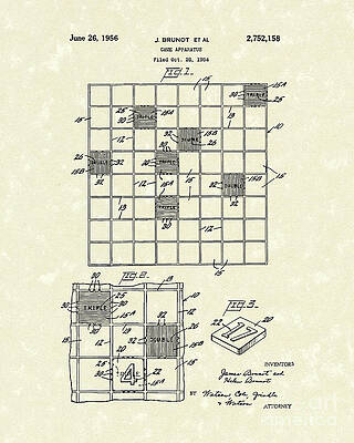 Wall Art - Drawing - Game Board 1956 Patent Art by Prior Art Design