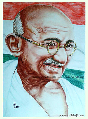 Wall Art - Drawing - Gandhiji by Artist Aji