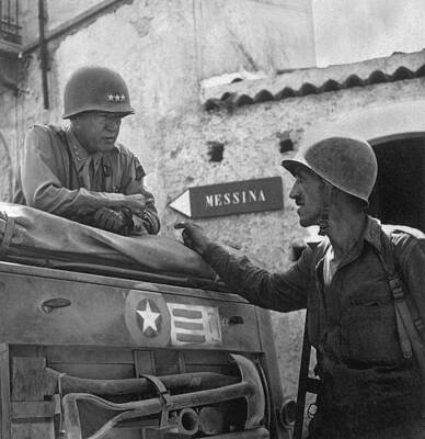 Wall Art - Photograph - General George Patton Talking With Col by Everett