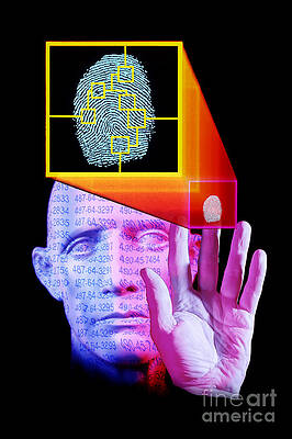 Wall Art - Photograph - Generic Face, Hand With Fingerprint by Chris Bjornberg