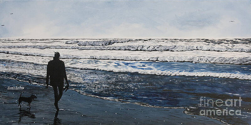 Girl and Dog Walking on the Beach by Ian Donley Girl and Dog Walking on the Beach by Ian Donley