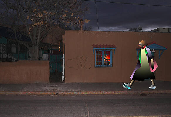 Girl walking in Santa Fe by Jim Alford