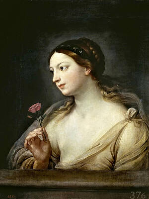 Girl with a Rose Print by Guido Reni