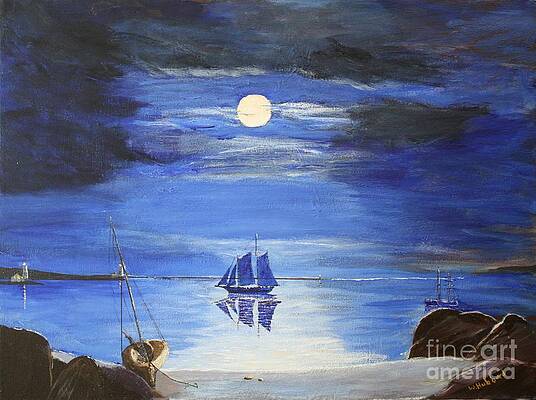 Gloucester Harbor by Moonlight by Bill Hubbard Gloucester Harbor by Moonlight by Bill Hubbard