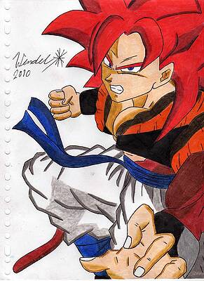 Gogeta ssj 4 Drawing by Wendel Krolis - Fine Art America