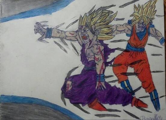 Wall Art - Drawing - Gohan And Goku by Brandon Forney