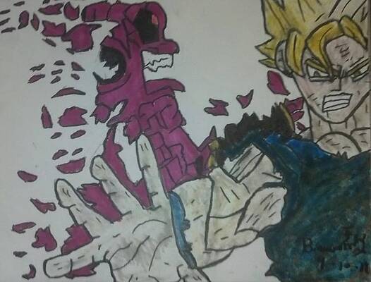 Wall Art - Drawing - Goku Killing Kid Buu by Brandon Forney