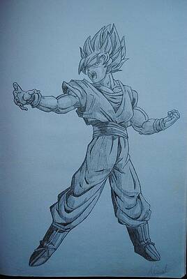 Wall Art - Drawing - Goku SSJ by Arjuna Enait