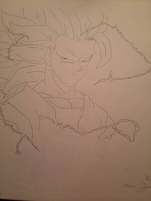 Wall Art - Drawing - Goku Super Saiyan 3 by Adrian  Delgado