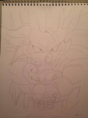 Wall Art - Drawing - Goku Super Saiyan 3 Kamehameha by Adrian  Delgado