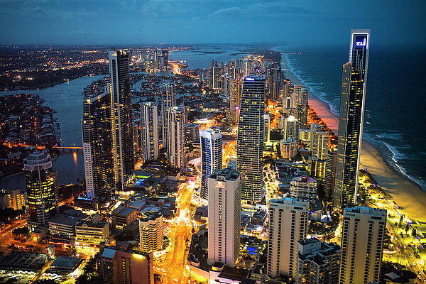 Surfers Paradise At Night by Photography By Simon Baker