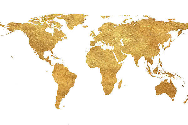 Wall Art - Digital Art - Gold World Map by South Social Studio