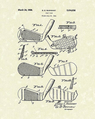 Golf Club 1936 Patent Art by Prior Art Design Golf Club 1936 Patent Art by Prior Art Design