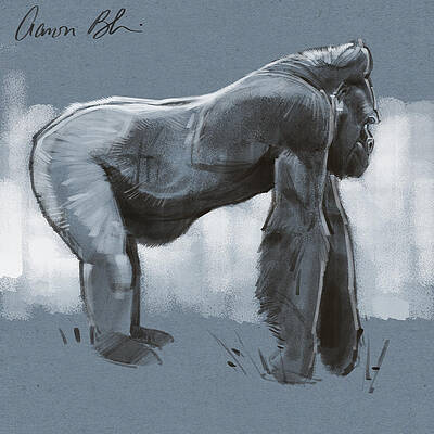Wall Art - Digital Art - Gorilla sketch by Aaron Blaise